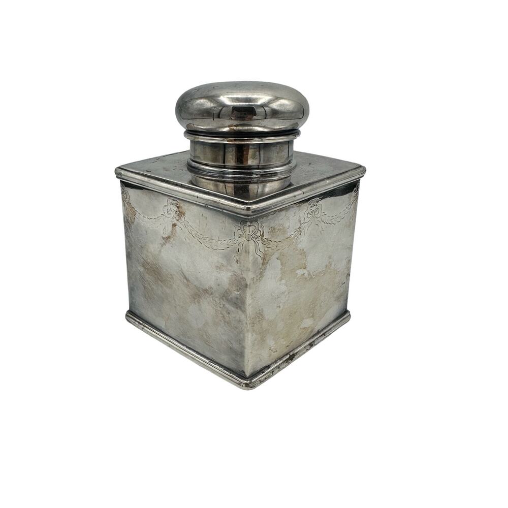 Antique Tea Canister Silver Plate E.B Webster & Son USA 1886-1928